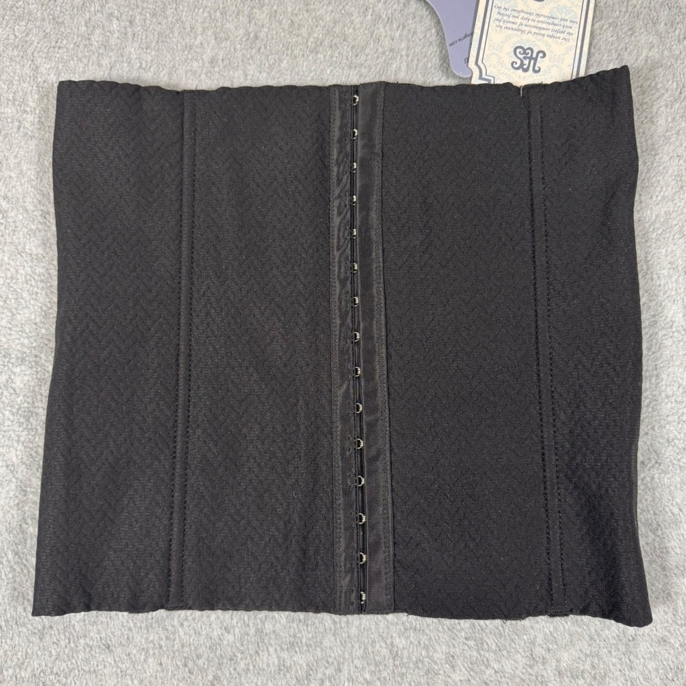 NWT Heavenly Secrets Shapewear Waist Cincher Black Chevron Hook Eye Womens 2X